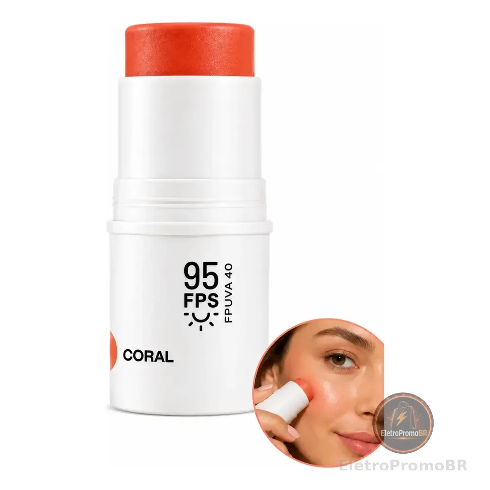 Ollie Coral 3 Em 1 Bastão Blush, Iluminador E Contorno Coral