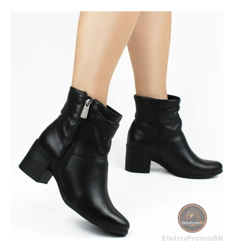 Bota Bottero Couro Legitimo Ziper Calce Facil Envio Rapido