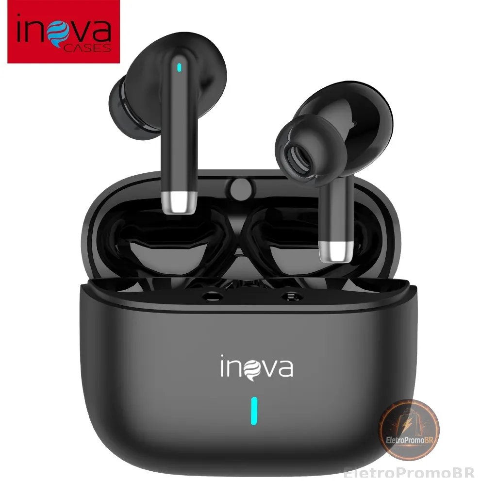 Inova Fone De Ouvido Sem Fio Bluetooth TWS 5.3 Com Cancelamento De Ruído E Longa Duração De Bateria IPX5 à Prova d'Água