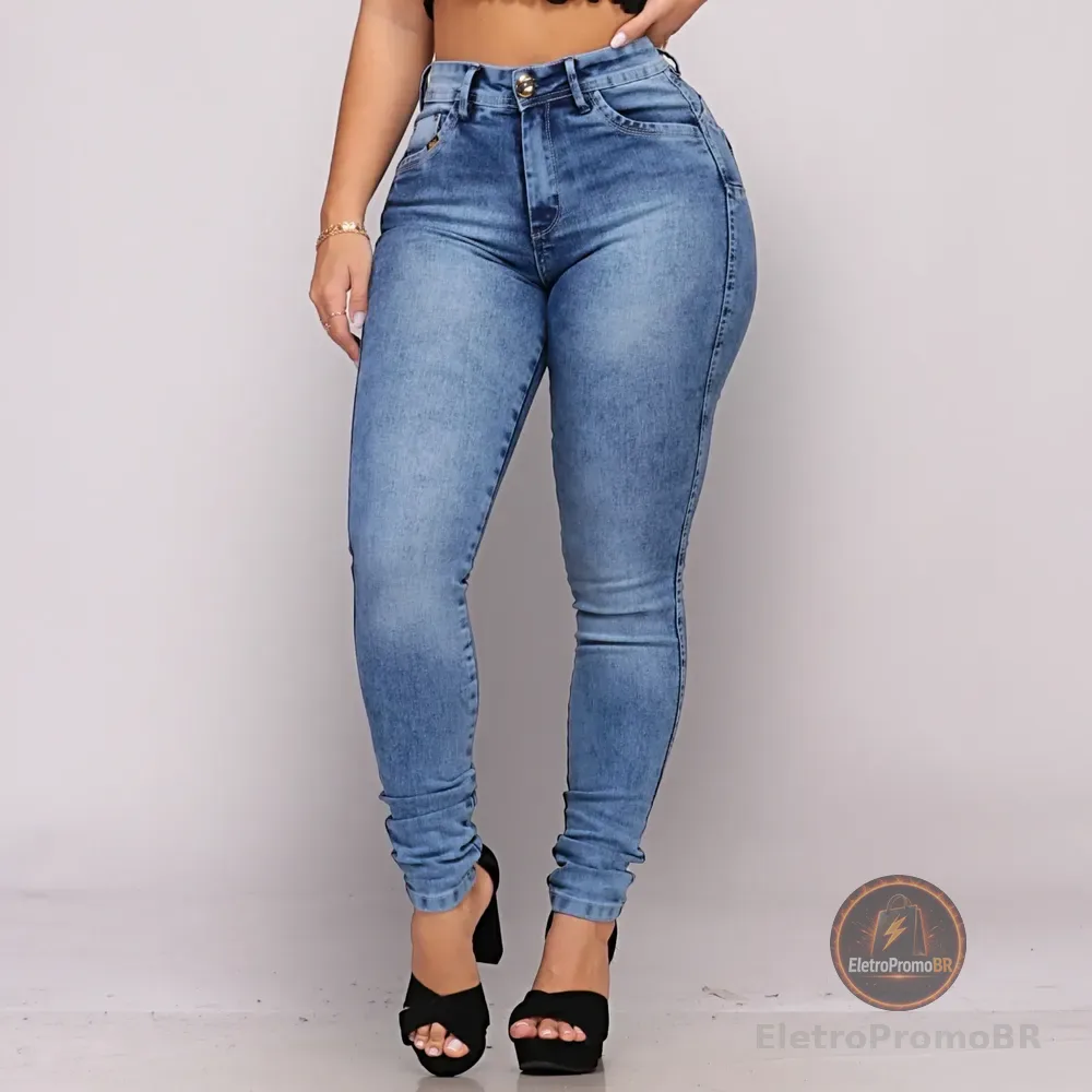 Calça Jeans Feminina Cós Alto Empina Bumbum Patria Brasil