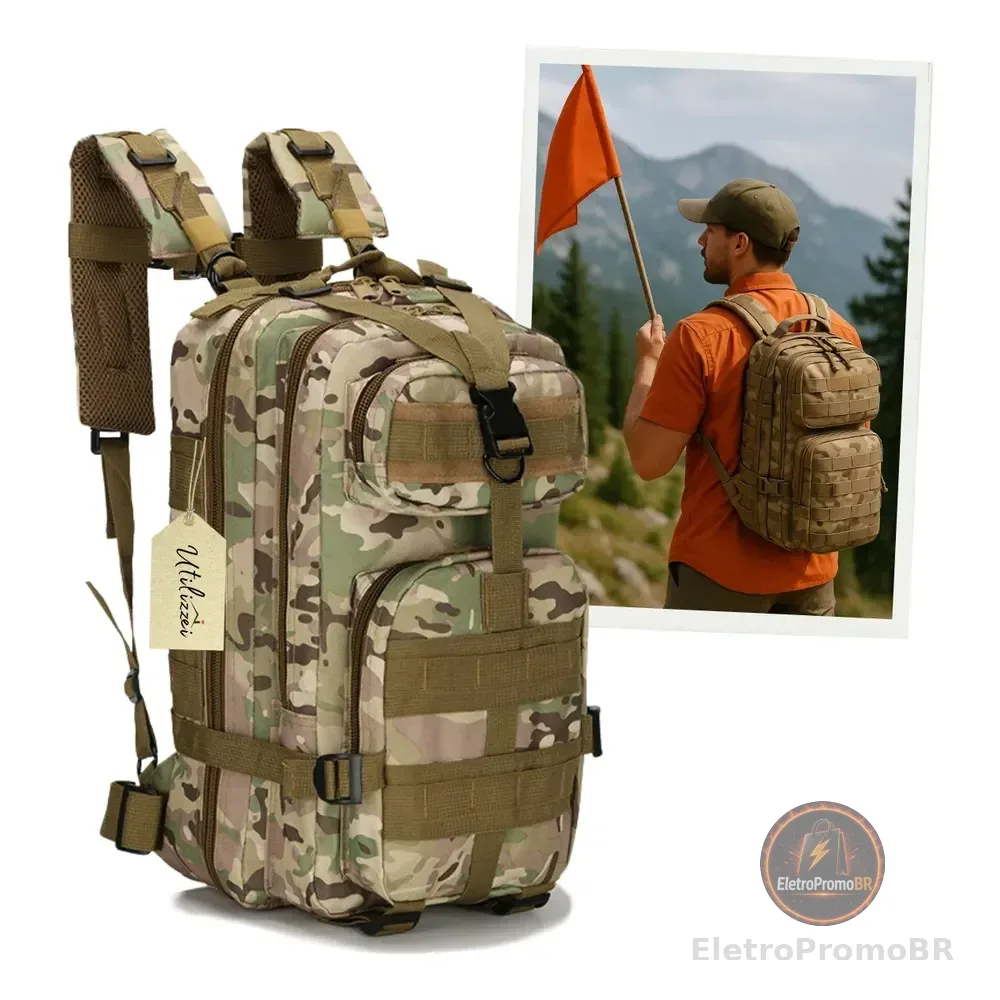 Mochila Tatica Militar Reforçada Viagem 30l Airsoft Pubg Camuflada