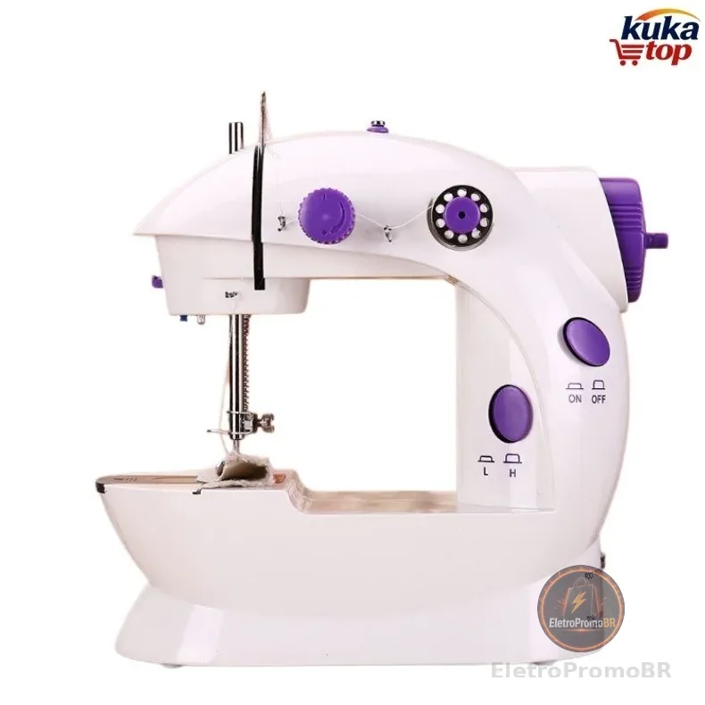 Mini Maquina Costura Portátil Elétrica Pedal Bivolt 110v-220v