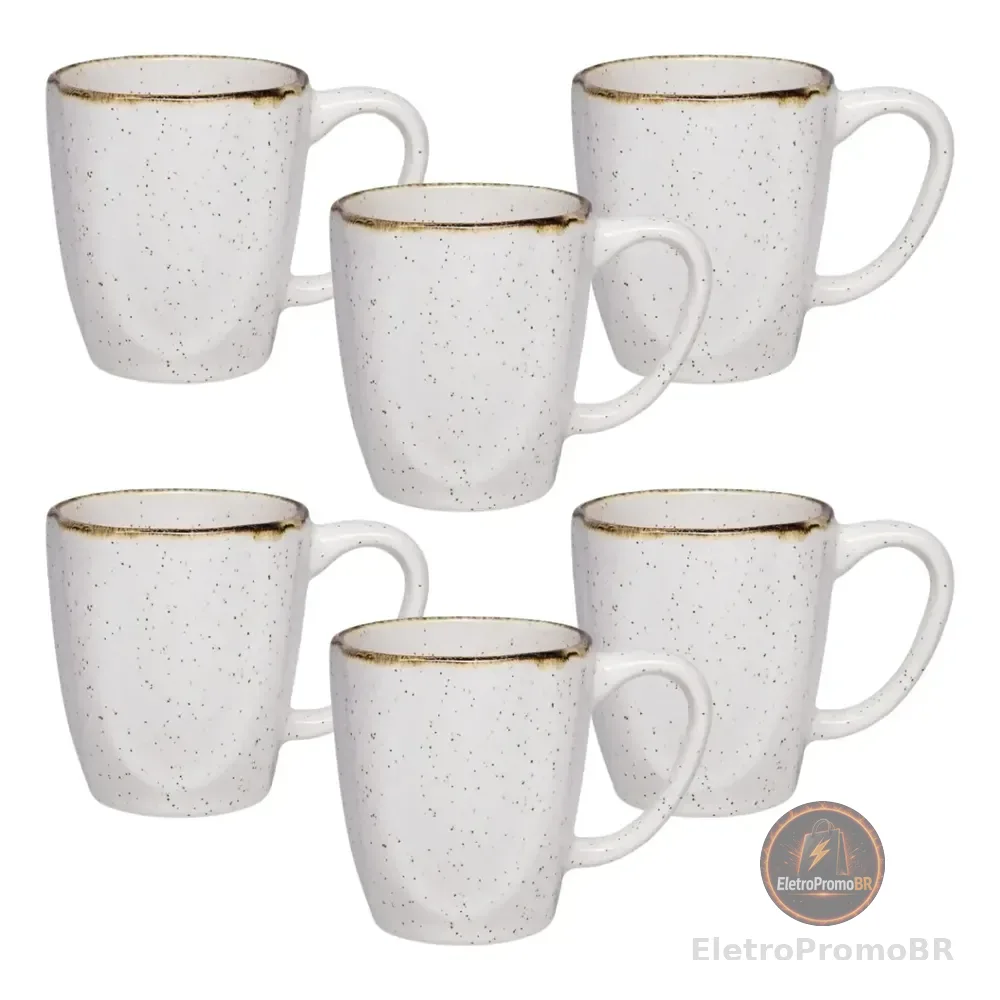 Conjunto De 6 Canecas Ryo Maresia 260ml Oxford Branco