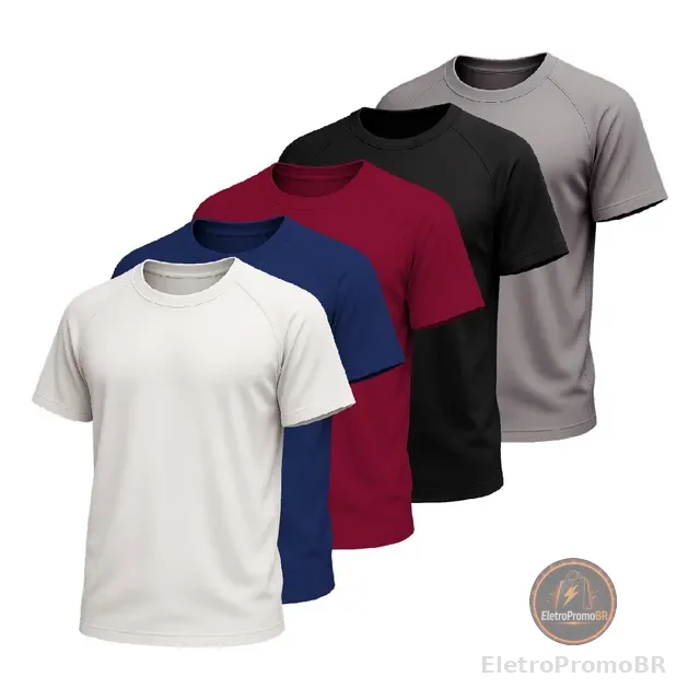 Kit 5 Camisetas Básicas Masculina Dry Fit Lisa Slim Academia