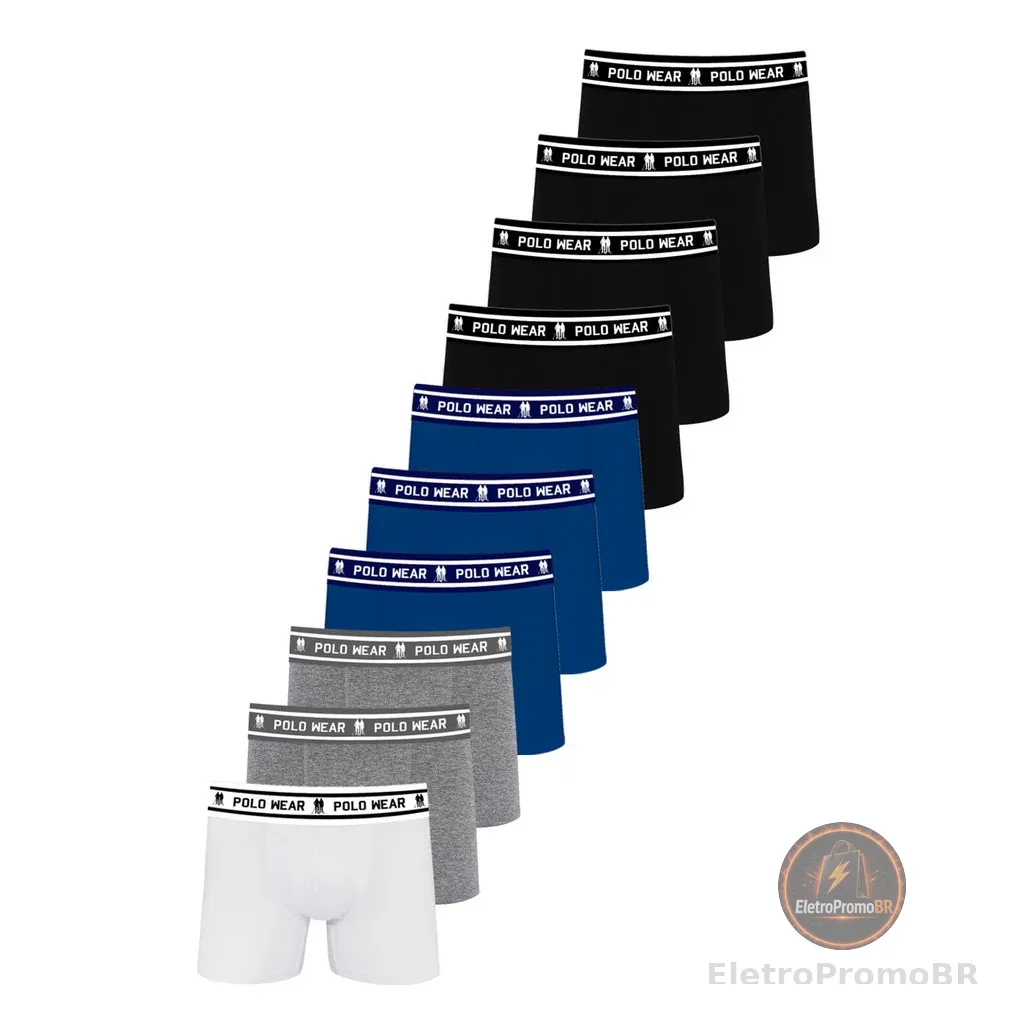 Kit 10 Cuecas Algodão Sem Costura Lateral Polo Wear