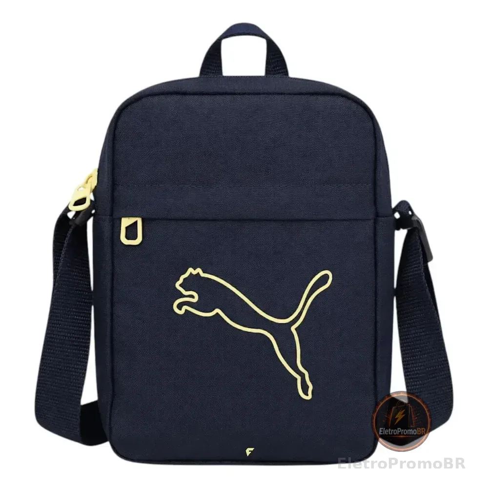 Bolsa Transversal Puma Plus Portable Unissex Azul Escura Lisa Níquel