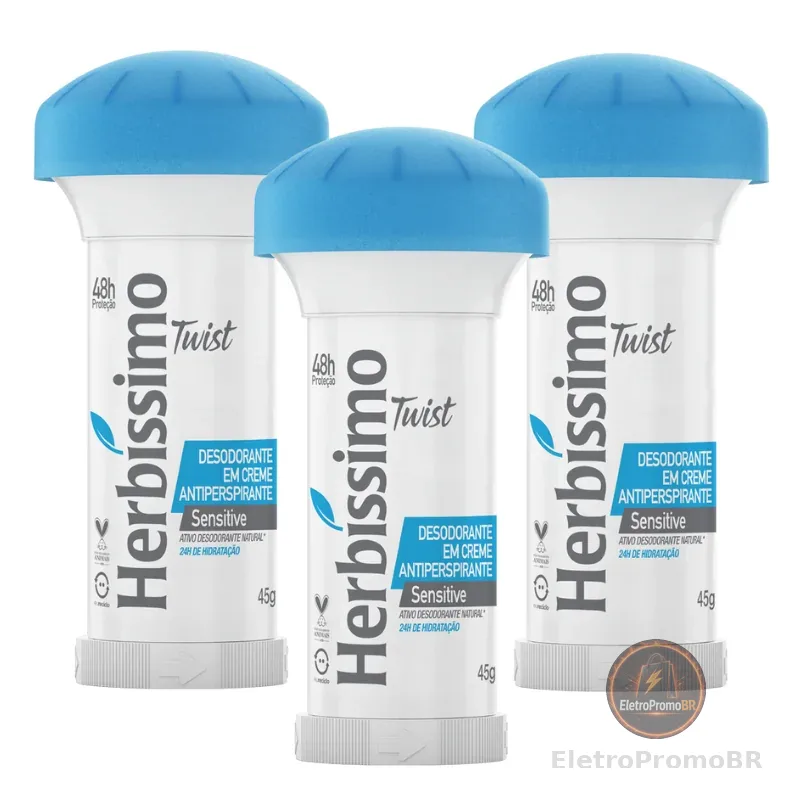 Kit Desodorante Twist Antitranspirante Sensitive Herbissimo 45G (3 unidades)