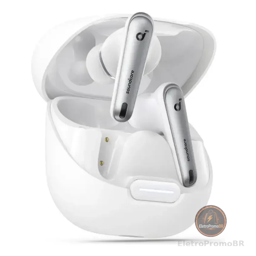 Fone De Ouvido In Ear Soundcore Da Anker Liberty 4 Nc Anc Redução De Ruído 98,5% Cancelamento Adaptativo Bluetooth 5.3 Drivers De 11mm Áudio Hi-res Ldac 50h De Bateria Carregamento Sem Fio Cor Branco