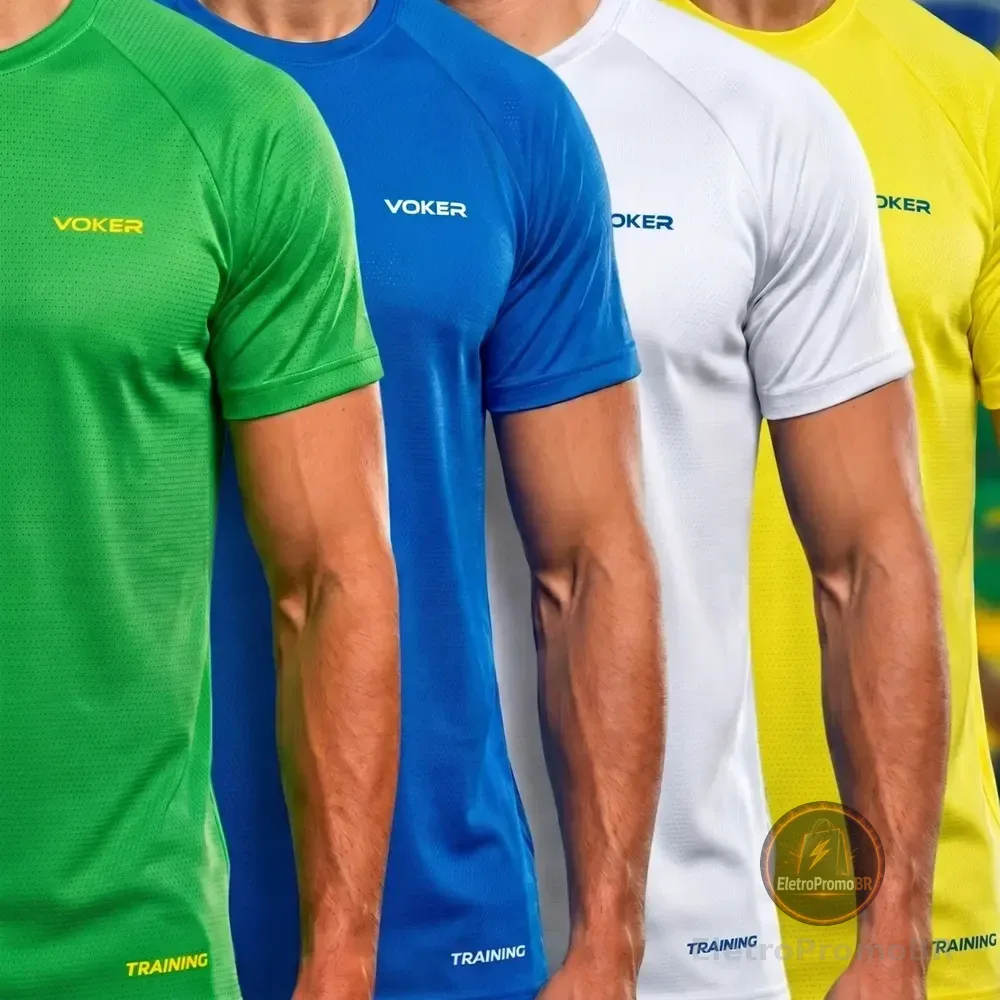 Kit 4 Camisas Masculina Dry Fit Cores Brasil Copa Futebol Amarelo-verde-azul-branco P