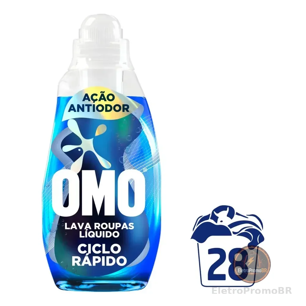 Lava-roupas Líquido Omo Ciclo Rápido Ação Antiodor 1,4l