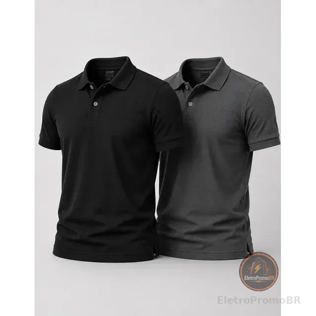 Kit 2 Camisa Gola Polo Masculina Básica Piquet Camiseta