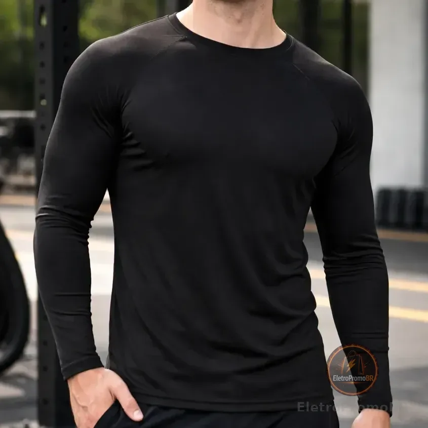 Camisa Térmica Segunda Pele Proteção Solar Uv Dry Fit Preto M