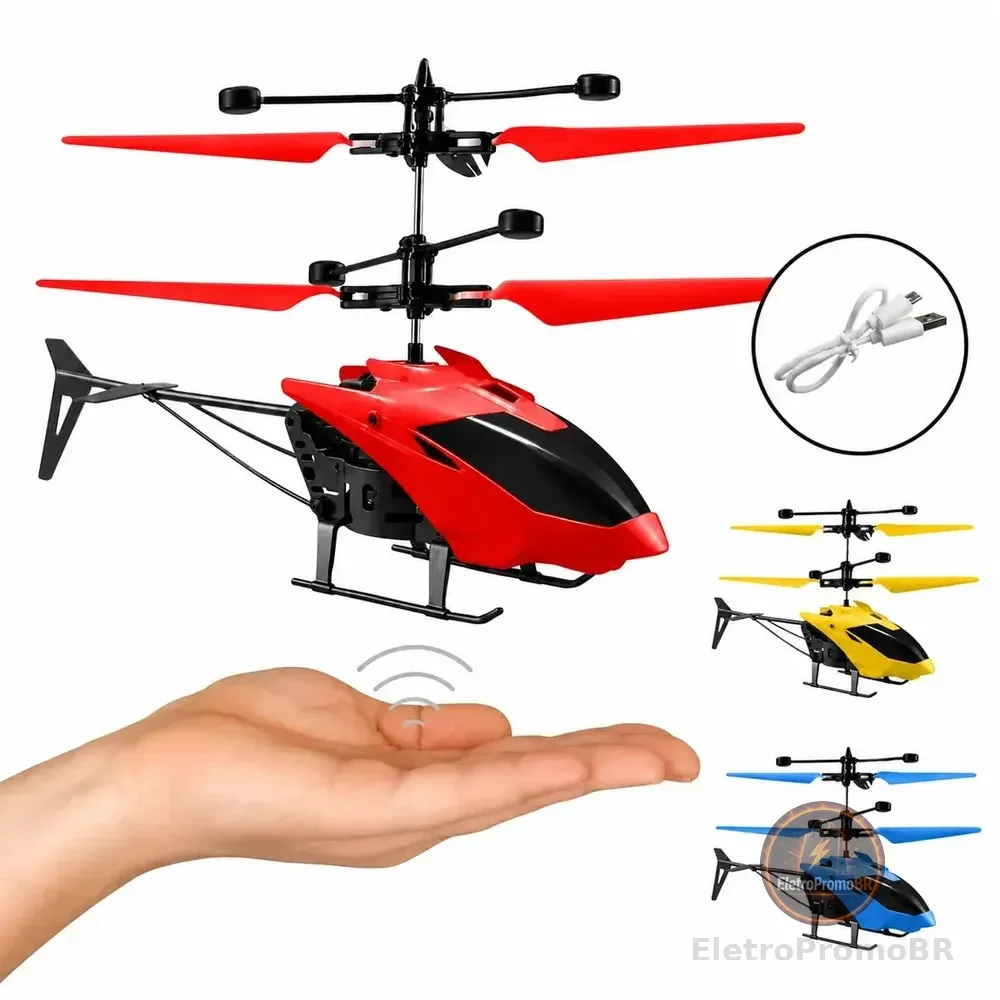 Mini Helicóptero Drone Voador Sensor De Mão Recarregável Usb Infantil Com Luz Led Sem Controle Avambu Variado