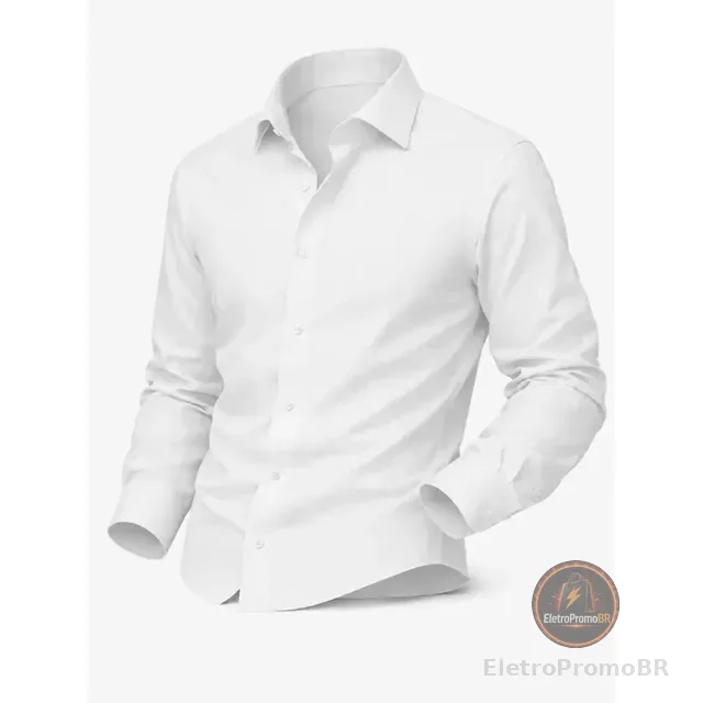 Camisa Social Masculina Manga Longa Elastano Stretch
