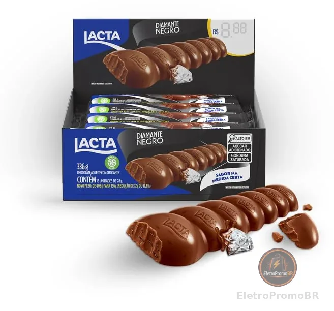Chocolate Lacta Diamante Negro Caixa Com 12 Unidades De 28g