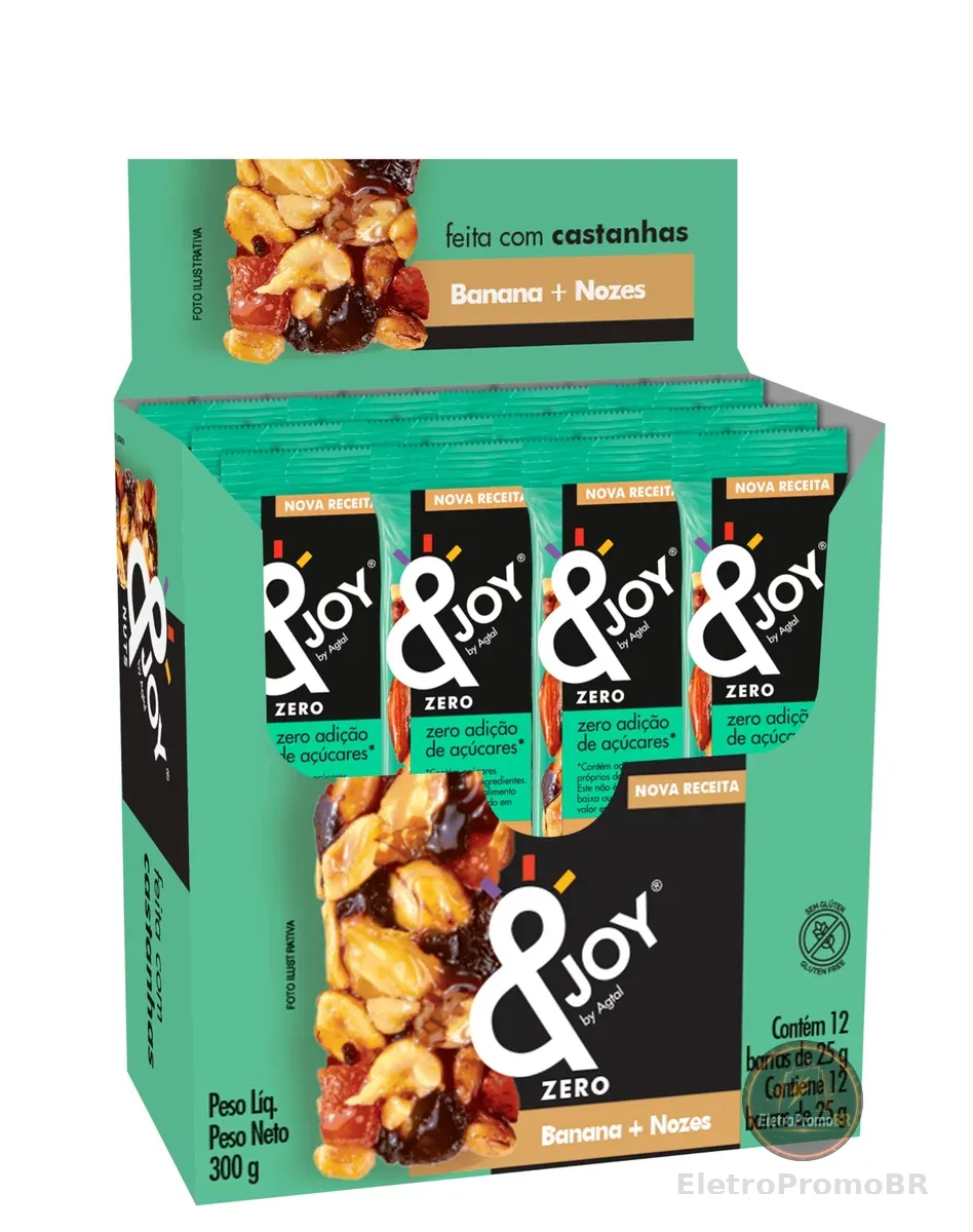 Enjoy Barra Zero Açúcar Avelã e Nibs de Cacau 25g – Caixa com 12 Barras (300g)