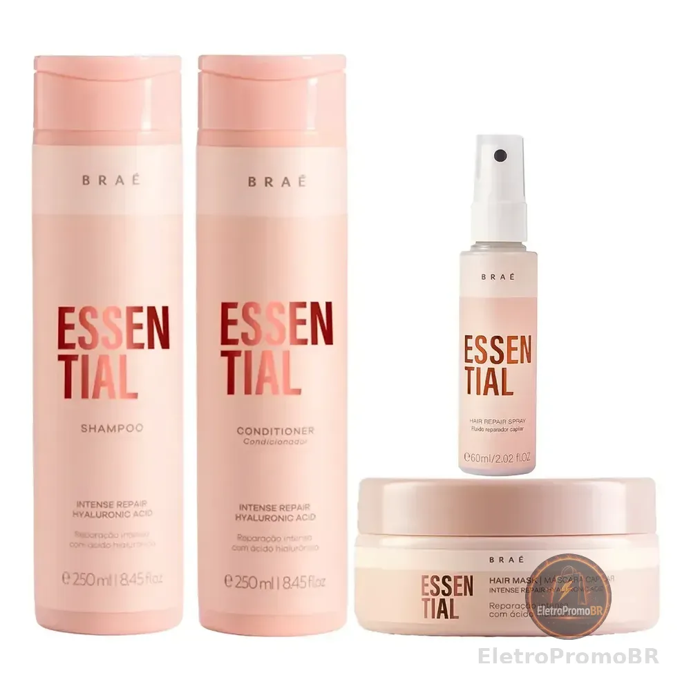 Kit Braé Essential Shampoo + Condicionador + Másc + Mini