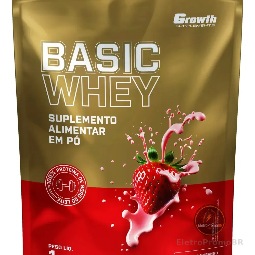 Basic Whey 1kg Growth Supplements Morango