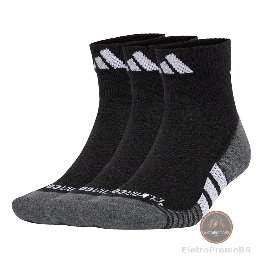 Meias Cano Curto Amortecimento Performance Climacool 3-pack adidas Preto G