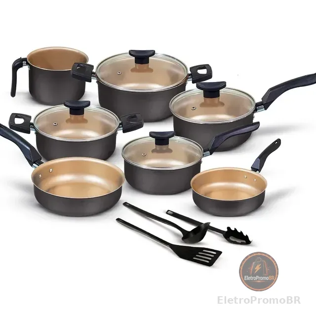 Conjunto Panelas Antiaderente 10 Peças Teflon Várias Cores
