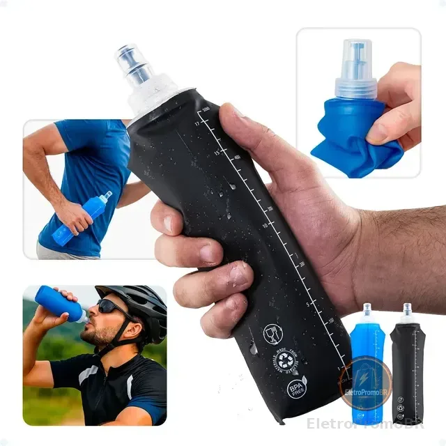 Garrafa De Água Mole Dobrável Corrida Silicone Squeeze 500ml