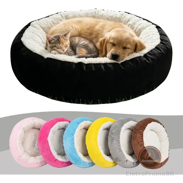 Caminha Pet Redonda Sherpa Peludinha Cães E Gatos Cama Luxo