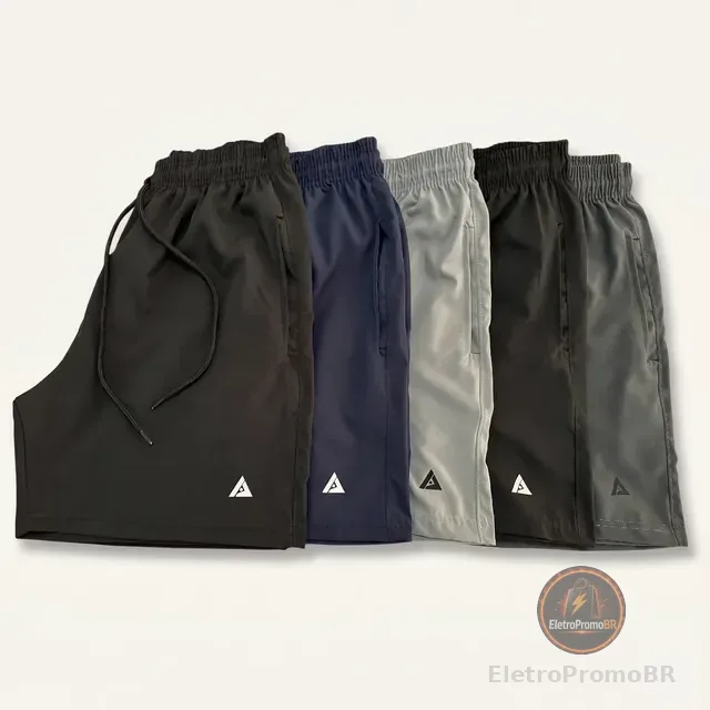 Kit 5 Bermudas Masculinas Dry Fit Secagem Rápida Academia