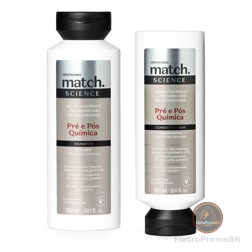 Combo Match Science Pré E Pós-química: Shampoo 300ml + Condi