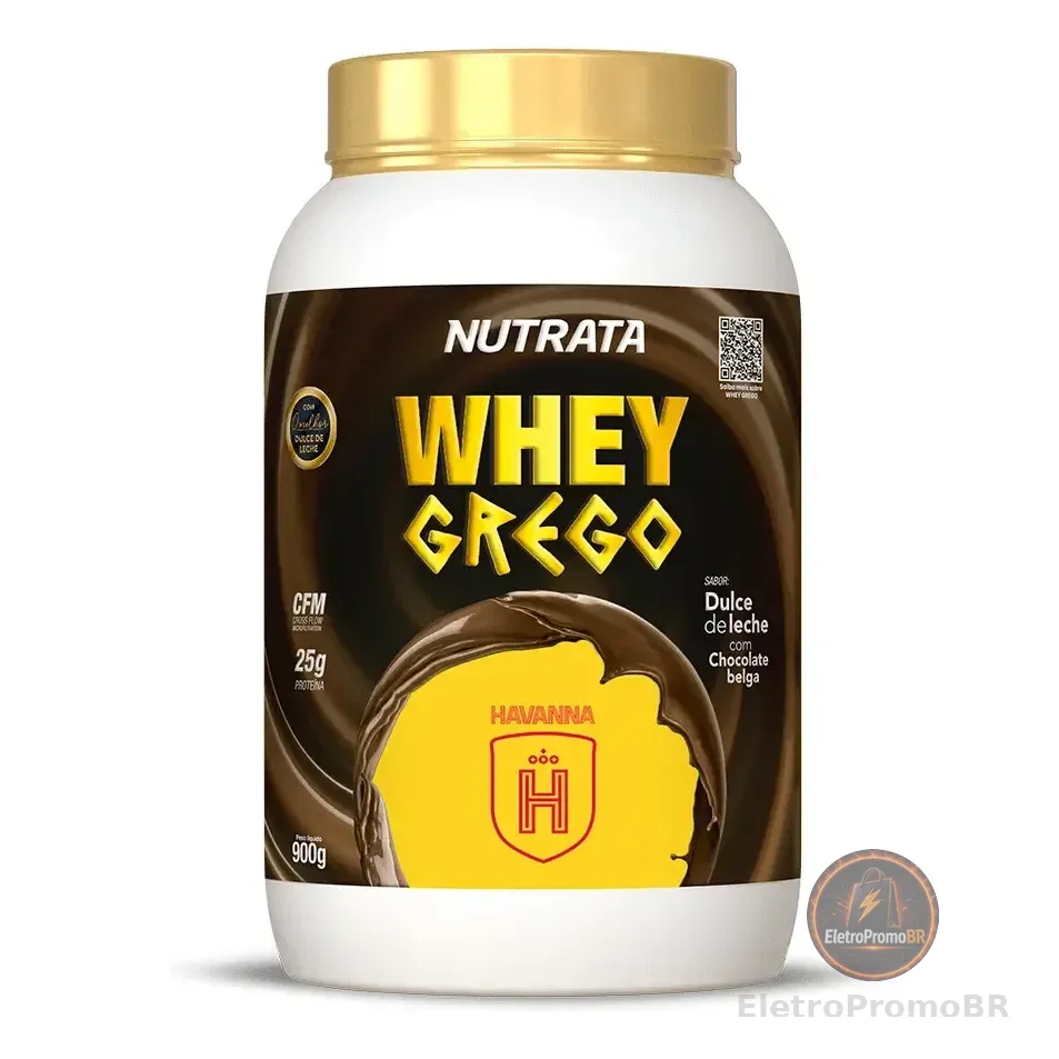 Whey Protein Grego Havanna Pote 900g Grow Thisold - Nutrata Sabor Doce De Leite Com Chocolate Belga