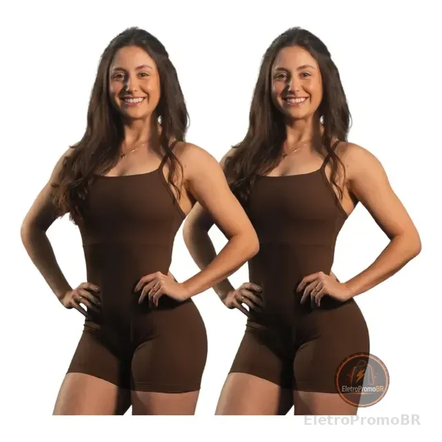 Kit 2 Macaquinho Curto Fitness Poli Academia