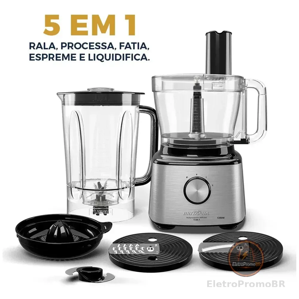 Multiprocessador Britânia 5 Em 1 Bmp2000 1300w Cor Prateado 220v