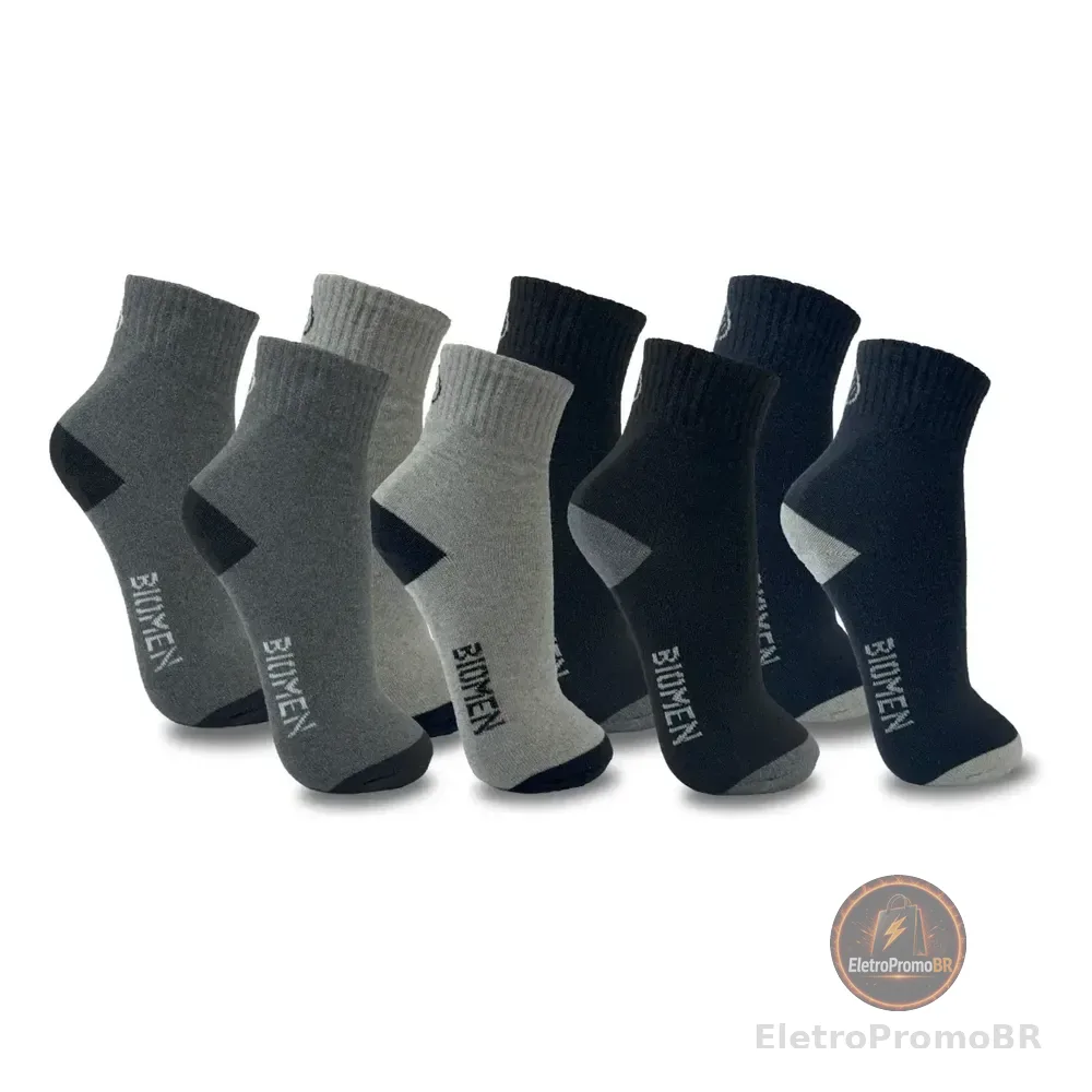 Kit 12 Pares Meia Masculina Cano Longo Conforto Preto Cinza Azul Marinho E Cinza Claro Liso 37-43