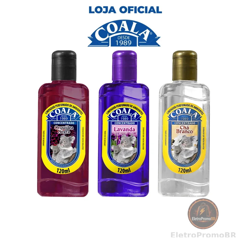 Coala Combo Limpadores 120 ml Orquídea Negra, Lavanda, Chá Branco