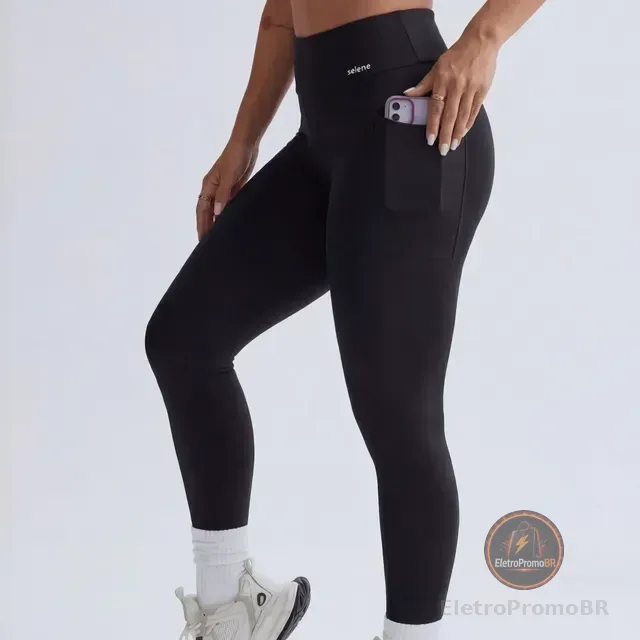 Legging Academia Corrida Com Bolso Selene Zero Transparência
