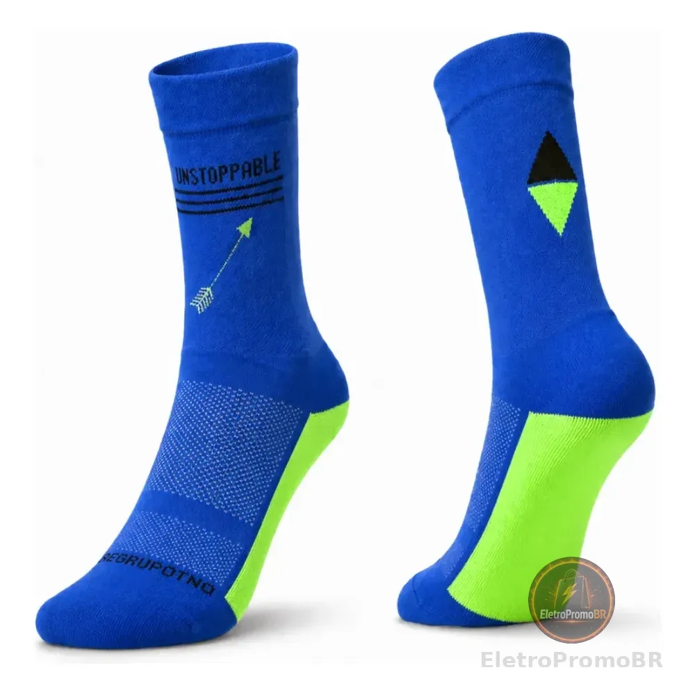 Meia Esportiva Corrida Academia Ciclismo Conforto Compressão Azul Royal 37-39