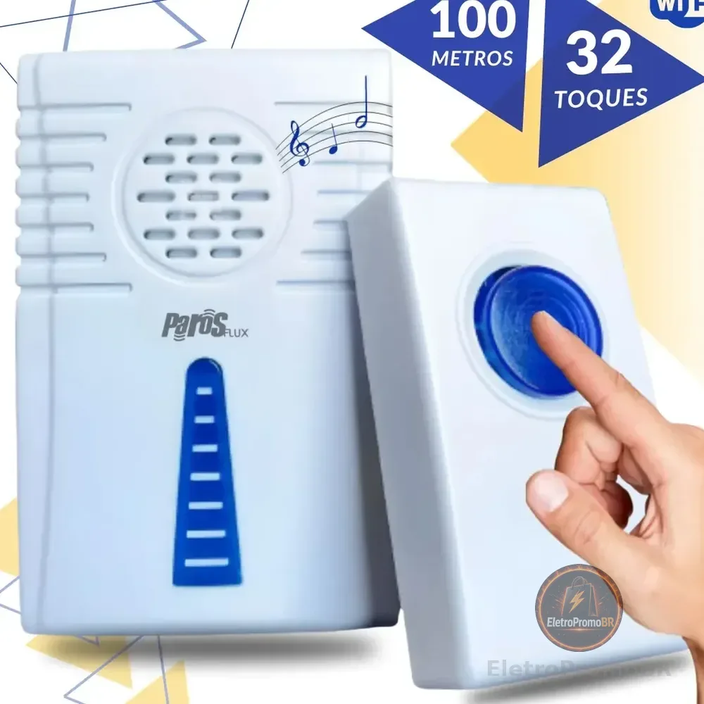 Campainha Sem Fio Residencial Wireless De Longo Alcance Wifi Branco 127/220v