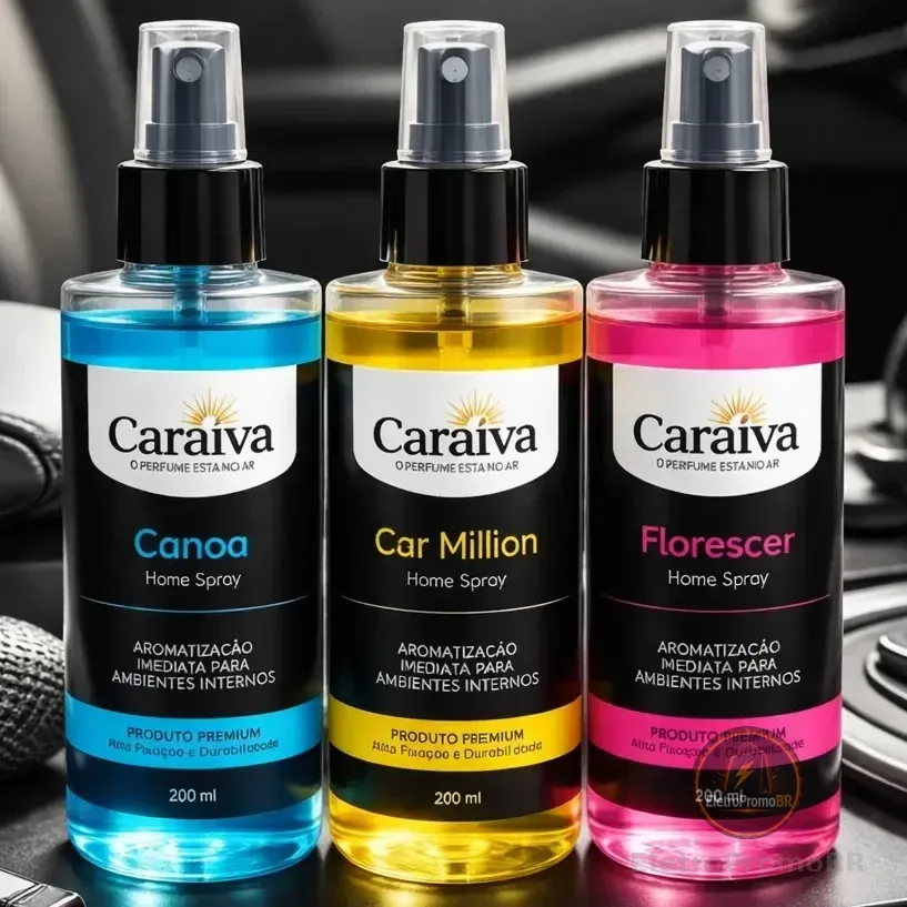 Kit Cheirinho Spray Importado Automotivo Aromatizante 200ml Azul Million/kaiak/blooming