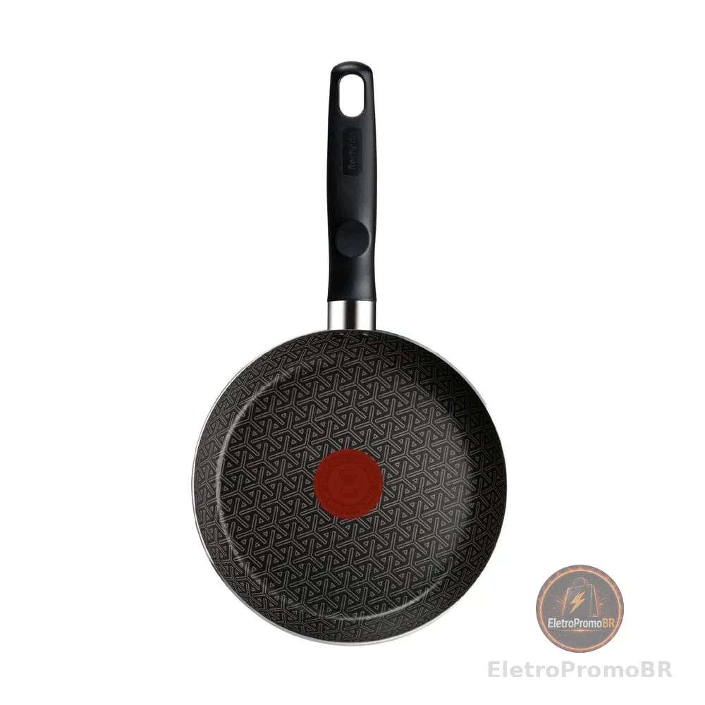 Frigideira Rochedo Robusta Grafite 20cm com Antiaderente Resist 3X, Reforçado com Partículas Minerais, Alta Espessura, Base Limpa Fácil e Thermo-Sinal
