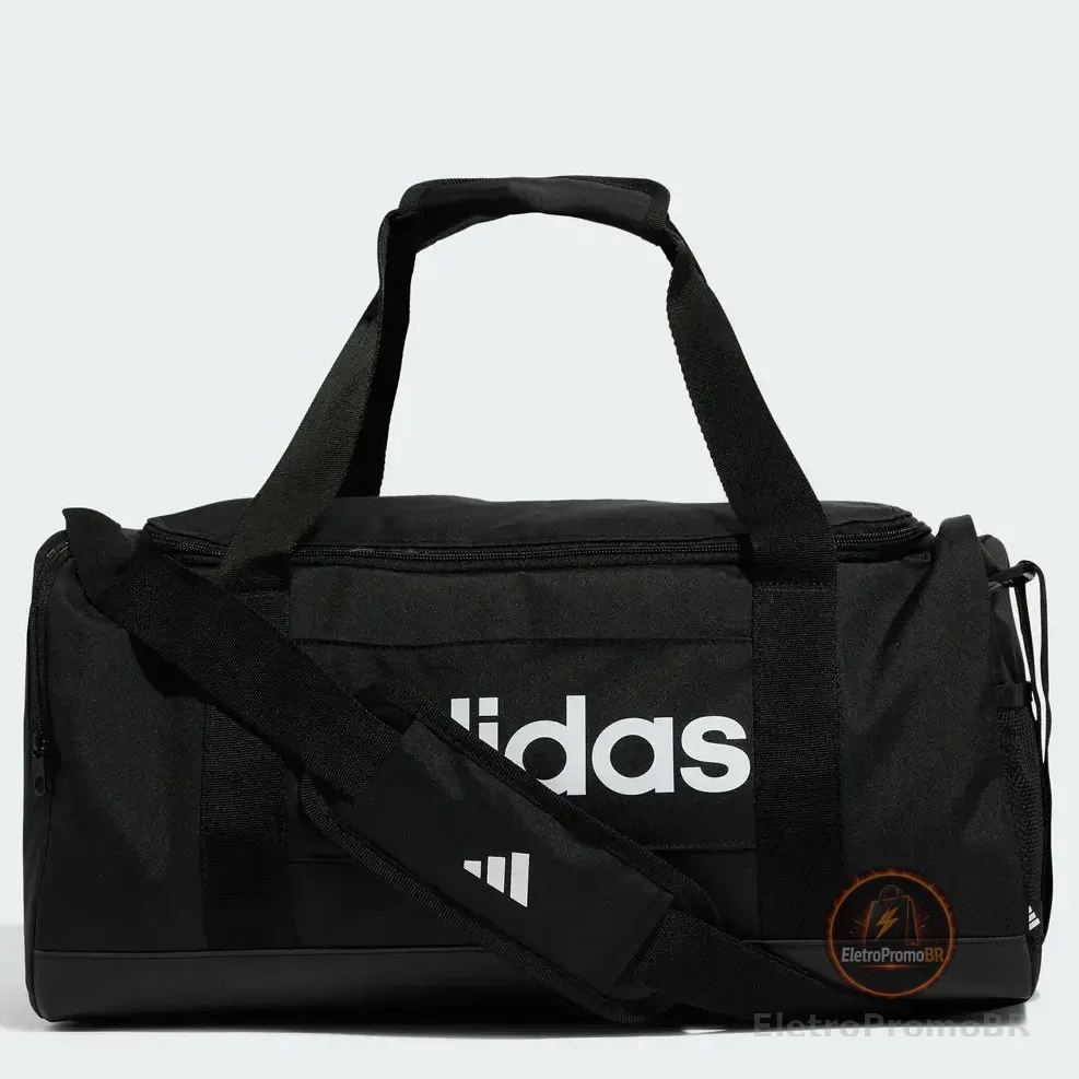 Mala Duffel Pequena Linear adidas Preto