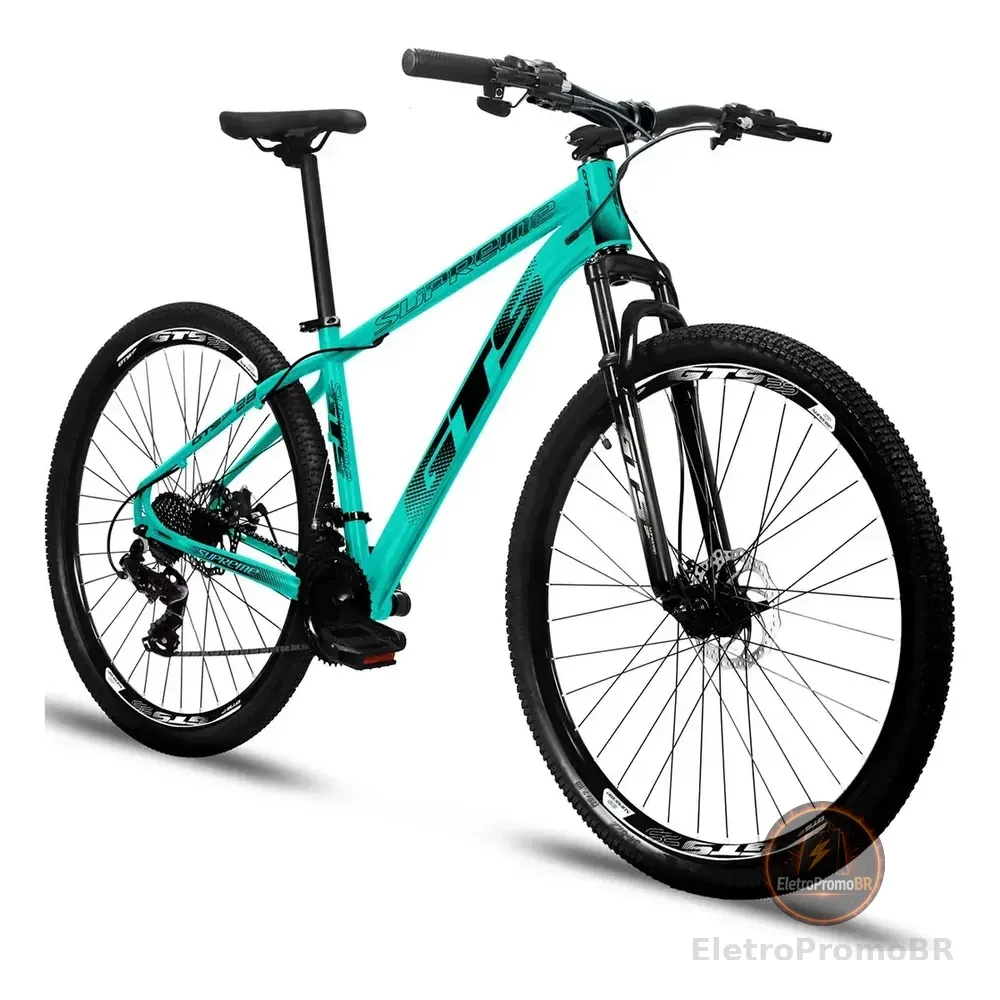 Bicicleta Aro 29 Gts Supreme Quadro Aluminio 24v Freio Disco Cor Verde Agua/preto Tamanho Do Quadro 21
