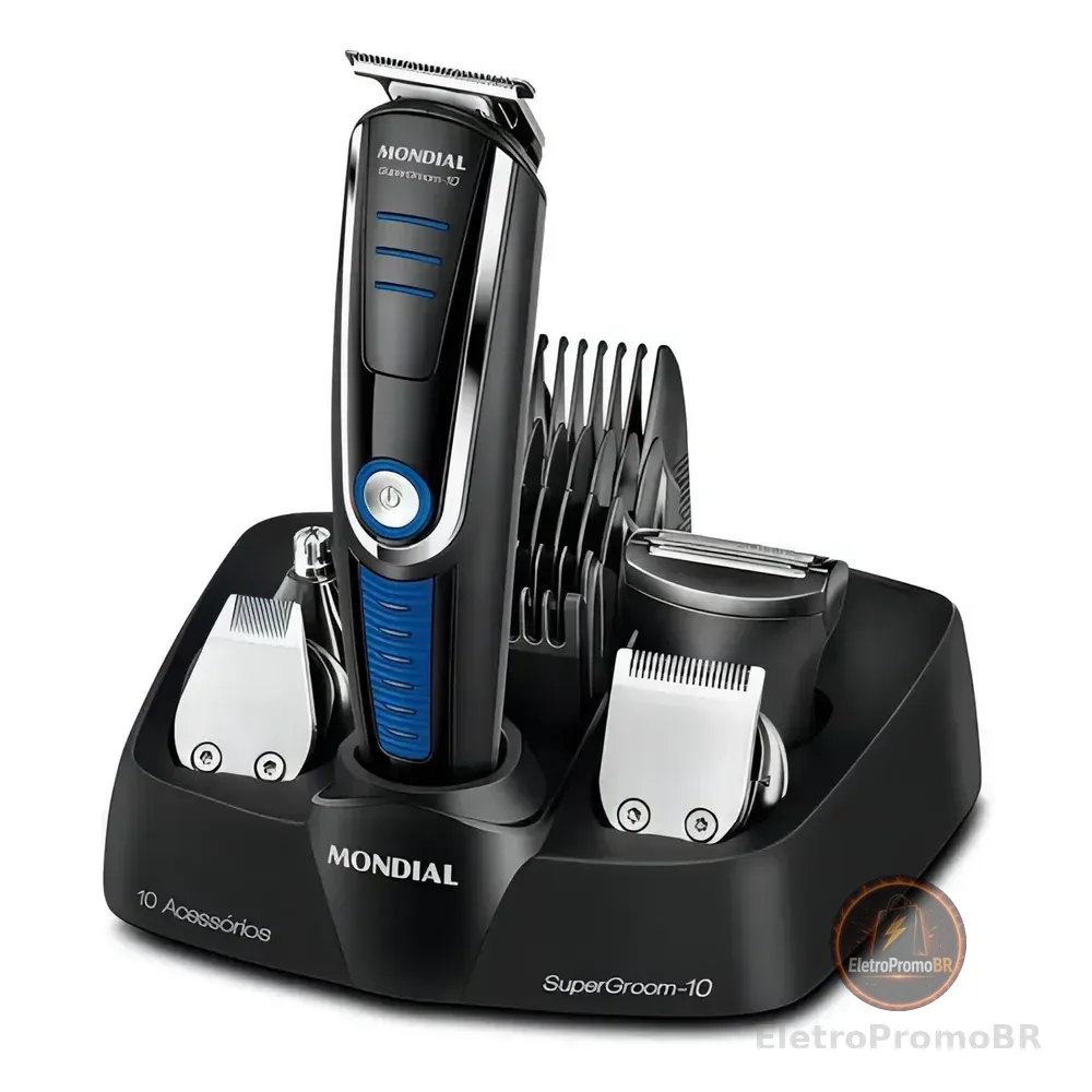 Aparador De Pelos Super Groom 10 Mondial 6w Bivolt Bg-03 Preto