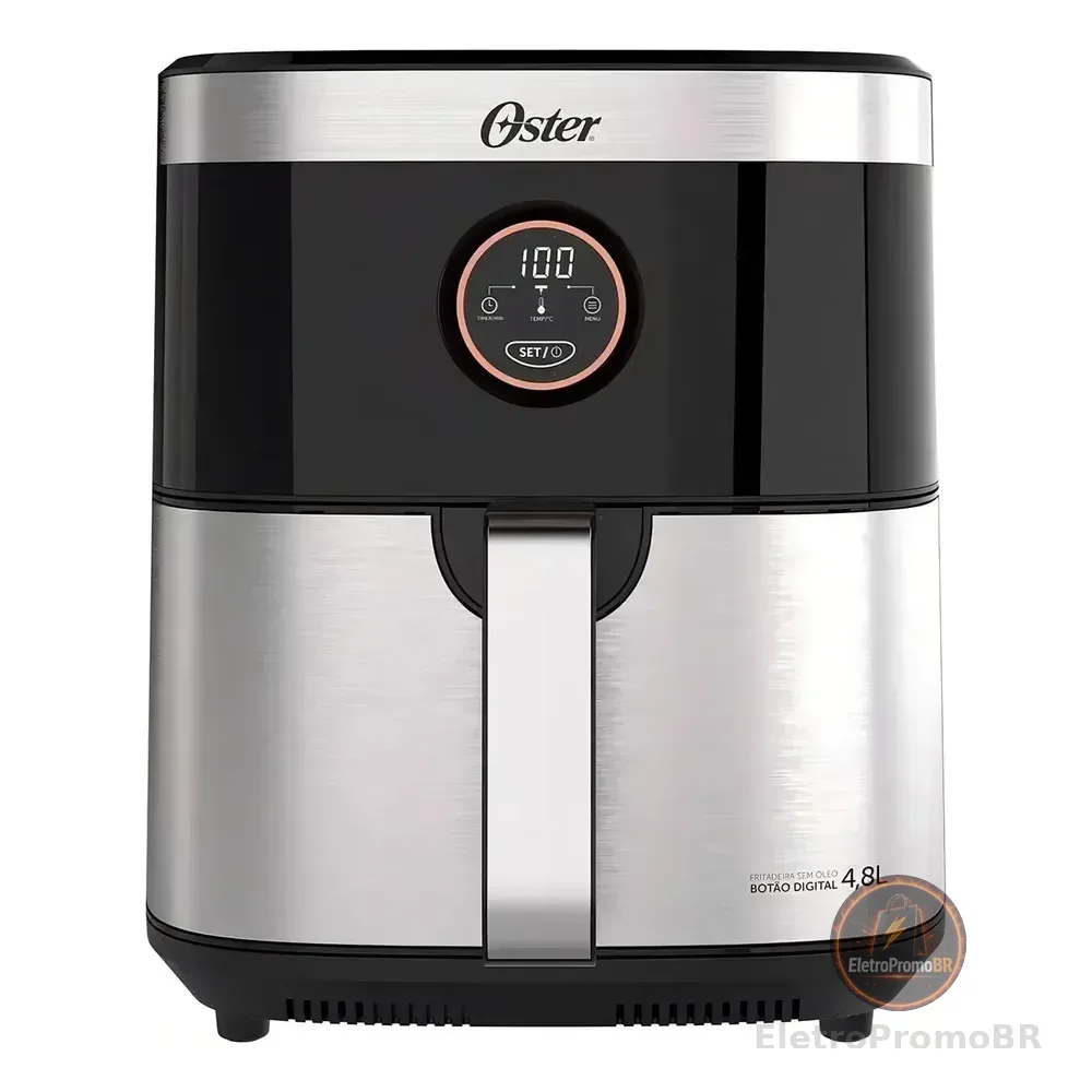 Fritadeira Sem Óleo 4,8 Litros Black Inox Ofrt660 Oster Preto 220v
