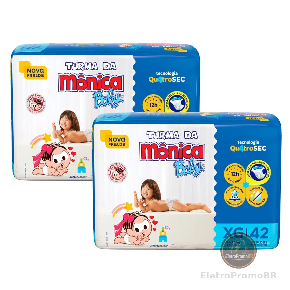 Fralda Turma da Mônica XG 84 Unidades - 2 Pacotes com 42