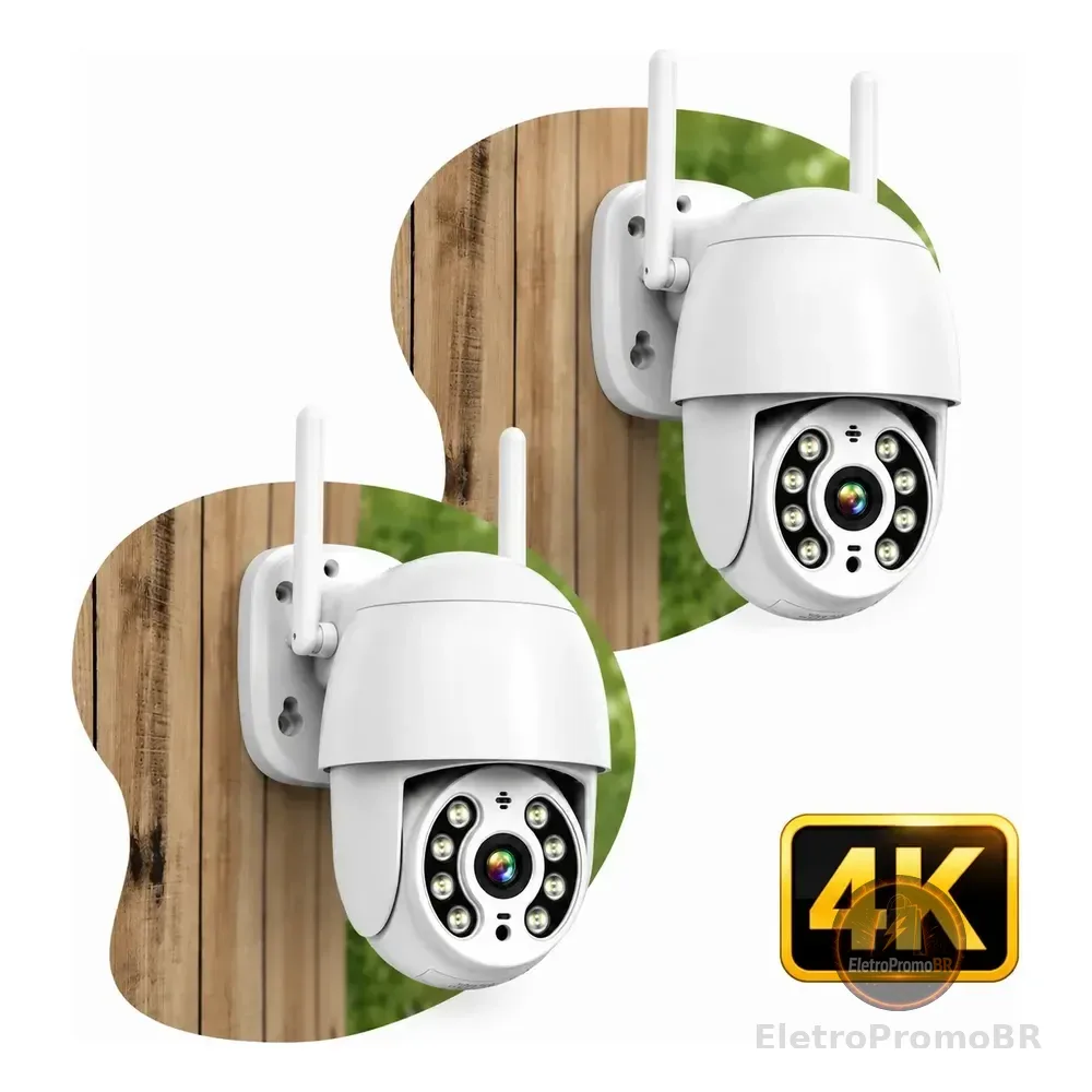 2 Câmera Segurança Ip Wifi Icsee Infravermelho Prova Dágua Branco
