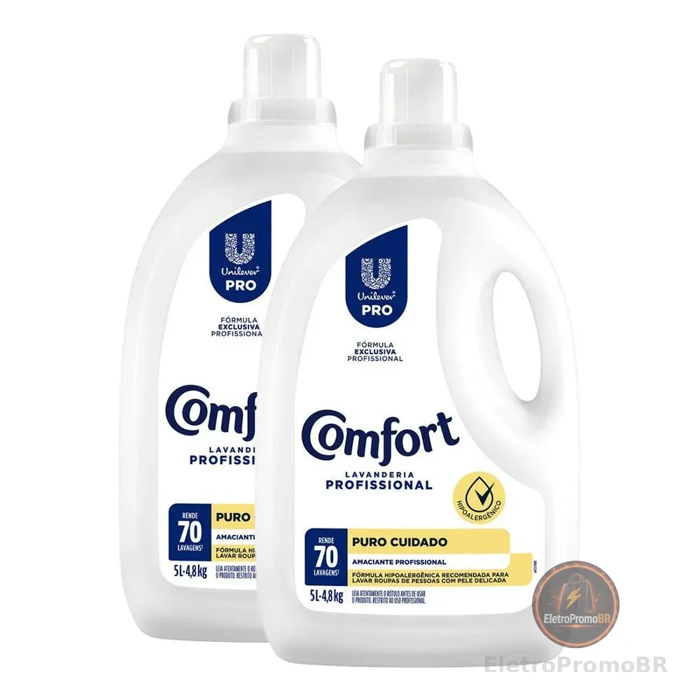 Kit com 2 Amaciante Comfort Lavanderia Profissional Puro Cuidado 5 L