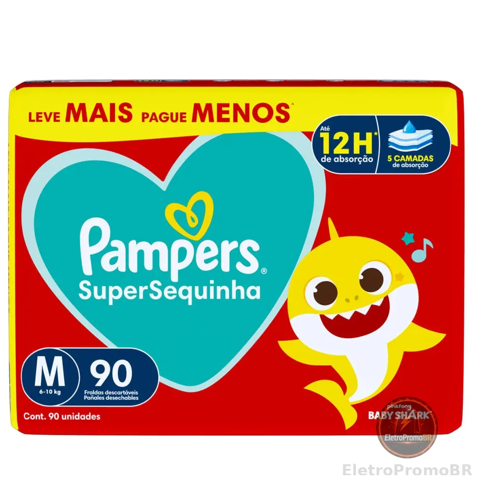 Fralda Descartável Pampers Supersequinha Jumbo M 90 Tiras