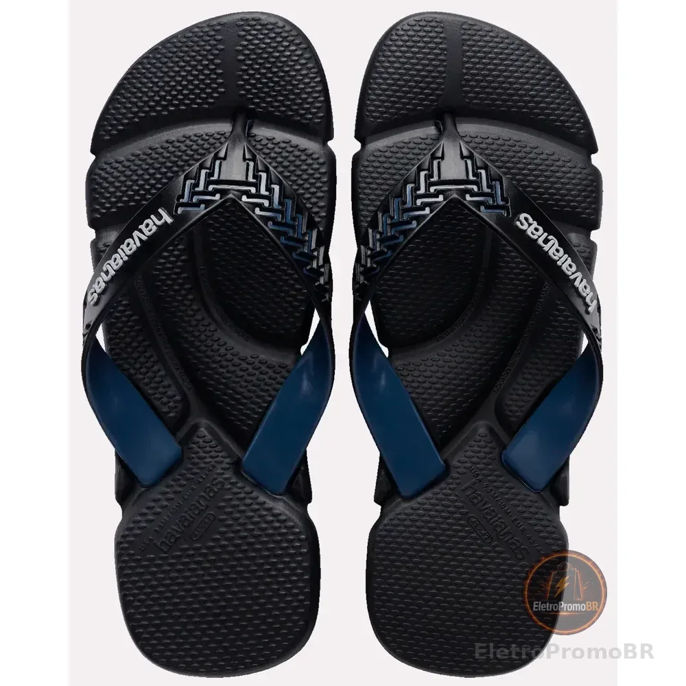 Chinelo Havaianas Power 2.0 Anatômica Confortável Original Preto/azul 41/42