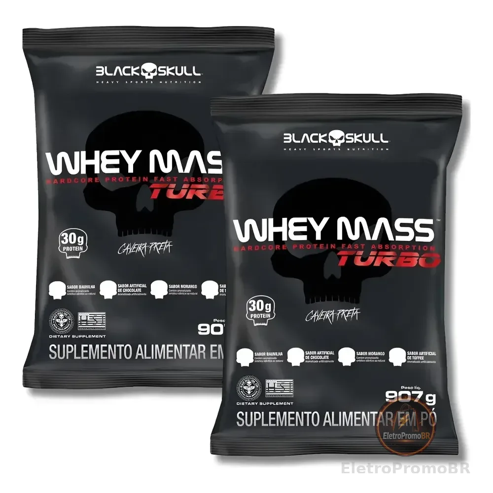 Kit 2x Whey Protein Mass Turbo Refil 907g Chocolate