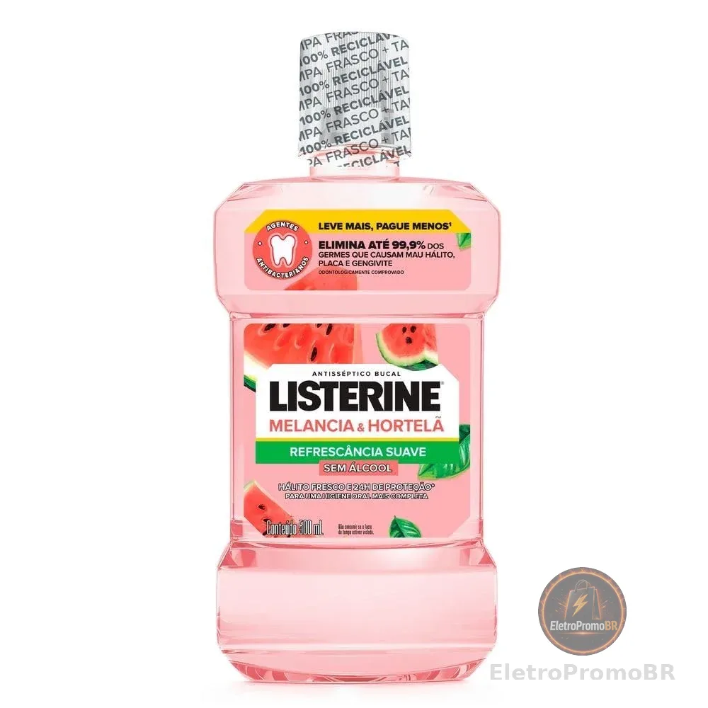 LISTERINE® Melancia & Hortelã Enxaguante Bucal Sem Álcool, 500mL