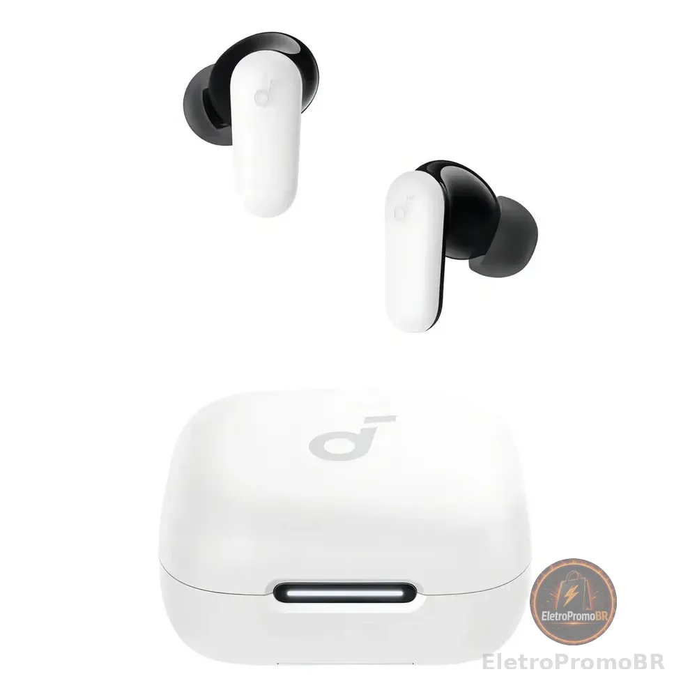 Fone De Ouvido Bluetooth 5.4 Soundcore P30i Da Anker, Cancelamento De Ruído Adaptativo, Graves Poderosos, 45h De Reprodução, Estojo 2-em-1 Com Suporte Para Celular, Ip54, Fone Sem Fio Tws, Branco